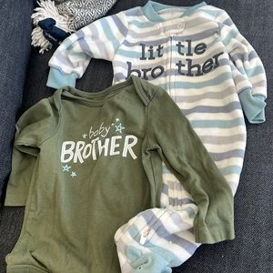 Little brother baby bundle onesies green blue